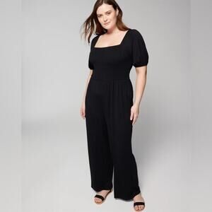NEW Soma soft jersey Smocked Wide-Leg Jumpsuit